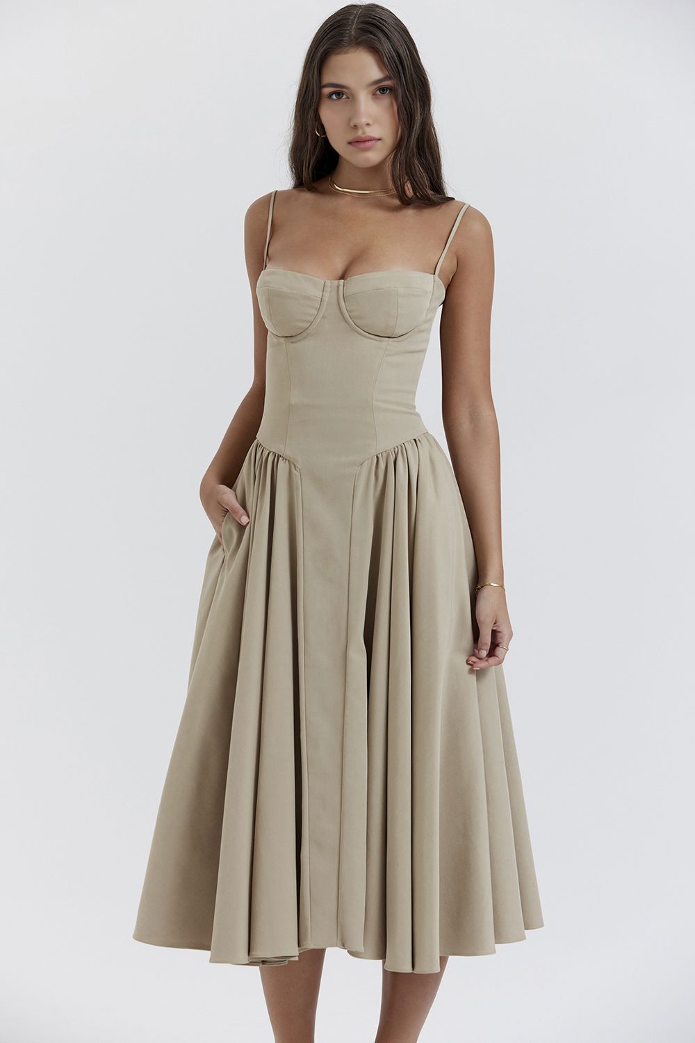 Midi-Kleid Meia Taça – Paris Edition Midi-Kleid Meia Taça – Paris Edition Rosa Chic Beige S