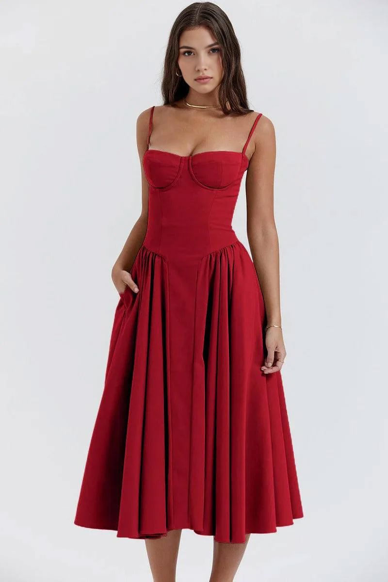 Midi-Kleid Meia Taça – Paris Edition Midi-Kleid Meia Taça – Paris Edition Rosa Chic Rot S