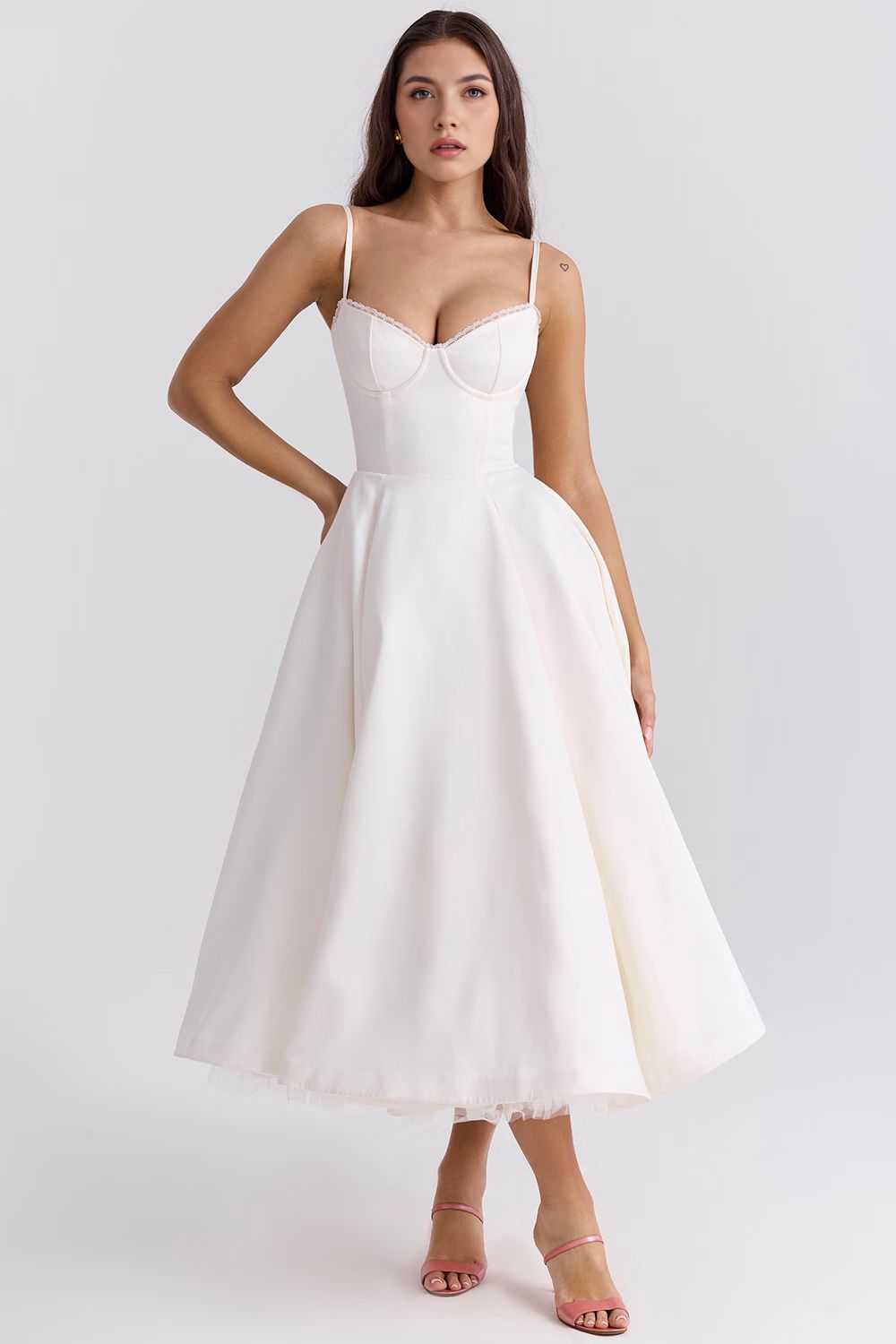 Retro Abendkleid mit Petticoat Retro Abendkleid mit Petticoat Rosa Chic Weiß S