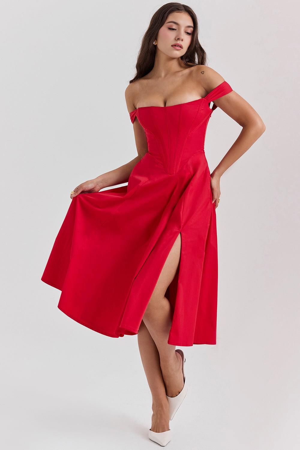 Romantisches Blumen-Midikleid mit Korsett-Design Romantisches Blumen-Midikleid mit Korsett-Design Rosa Chic