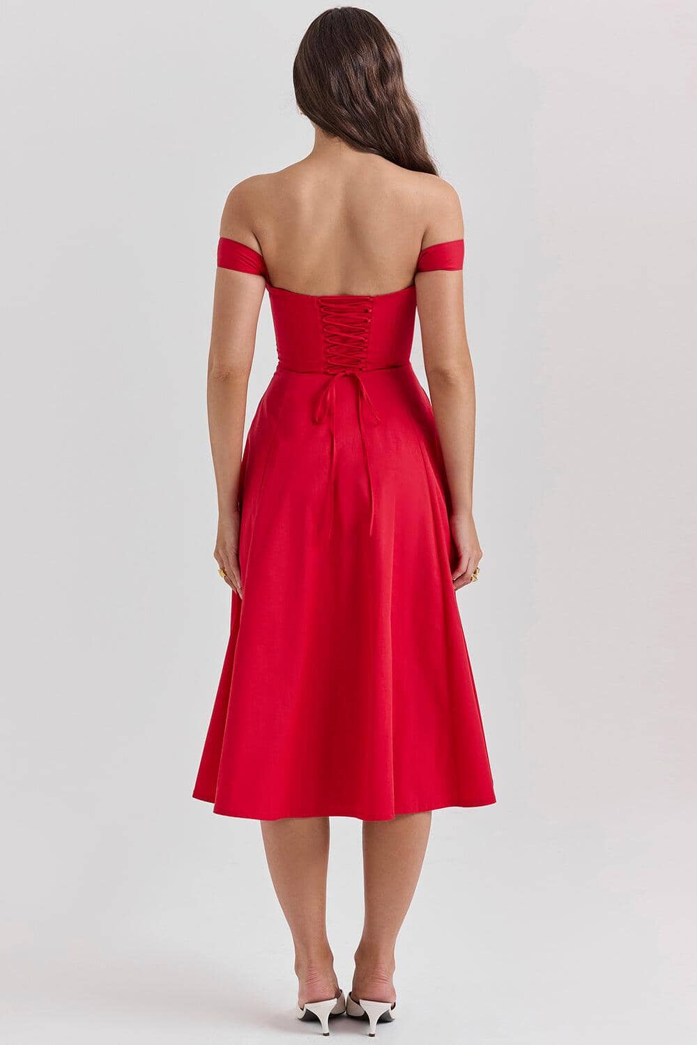 Romantisches Blumen-Midikleid mit Korsett-Design Romantisches Blumen-Midikleid mit Korsett-Design Rosa Chic
