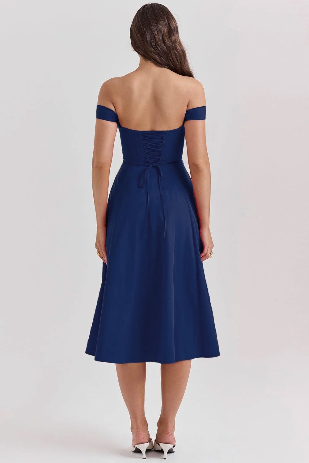 Romantisches Blumen-Midikleid mit Korsett-Design Romantisches Blumen-Midikleid mit Korsett-Design Rosa Chic