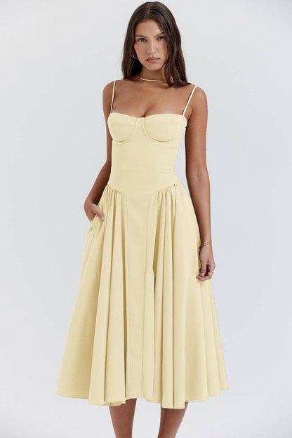 Midi-Kleid Meia Taça – Paris Edition Midi-Kleid Meia Taça – Paris Edition Rosa Chic Gelb S 