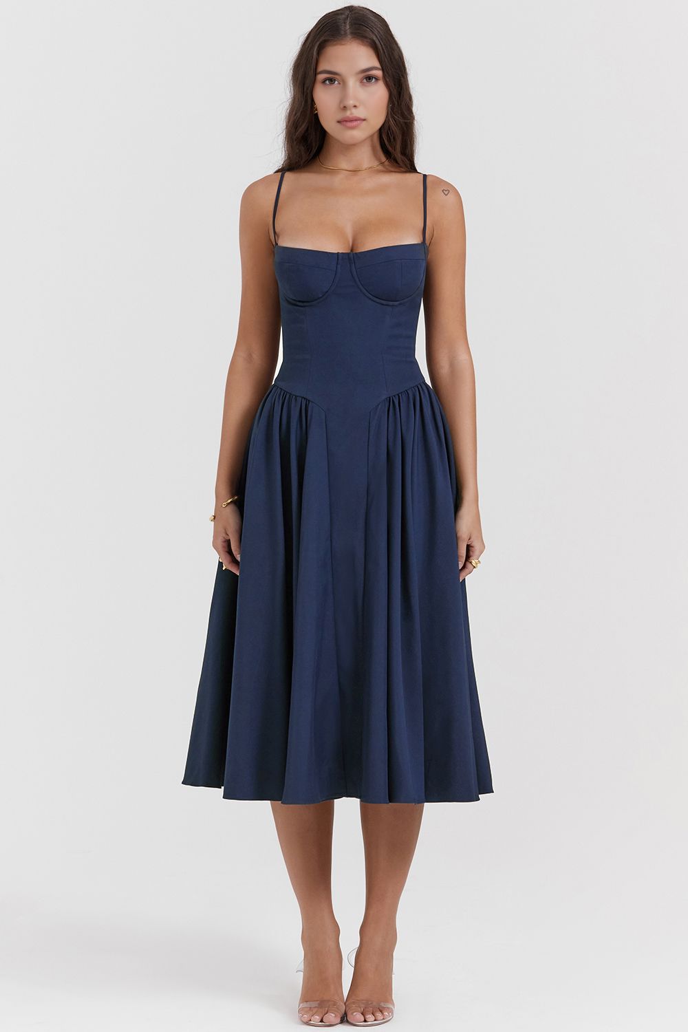 Midi-Kleid Meia Taça – Paris Edition Midi-Kleid Meia Taça – Paris Edition Rosa Chic Marineblau S 